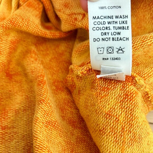 Cotton Citizen Orange Cropped Hoodie Short Sleeve Acid Wash Tie Dye Hood - Picture 3 of 3